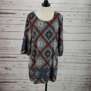 Pink Owl Diamond Print boho large lace Dress‎